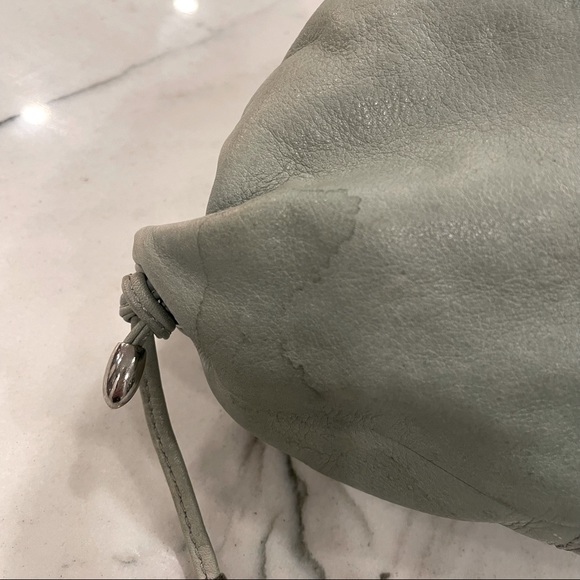 Sage green distressed Hobo bag purse. Gianni Bernini. Genuine Leather. - Picture 5 of 7